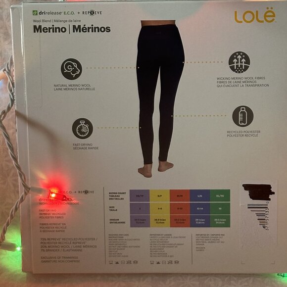 LOLE Wool Blend Merino Leggings Size L Navy Blue NWT - Picture 3 of 4